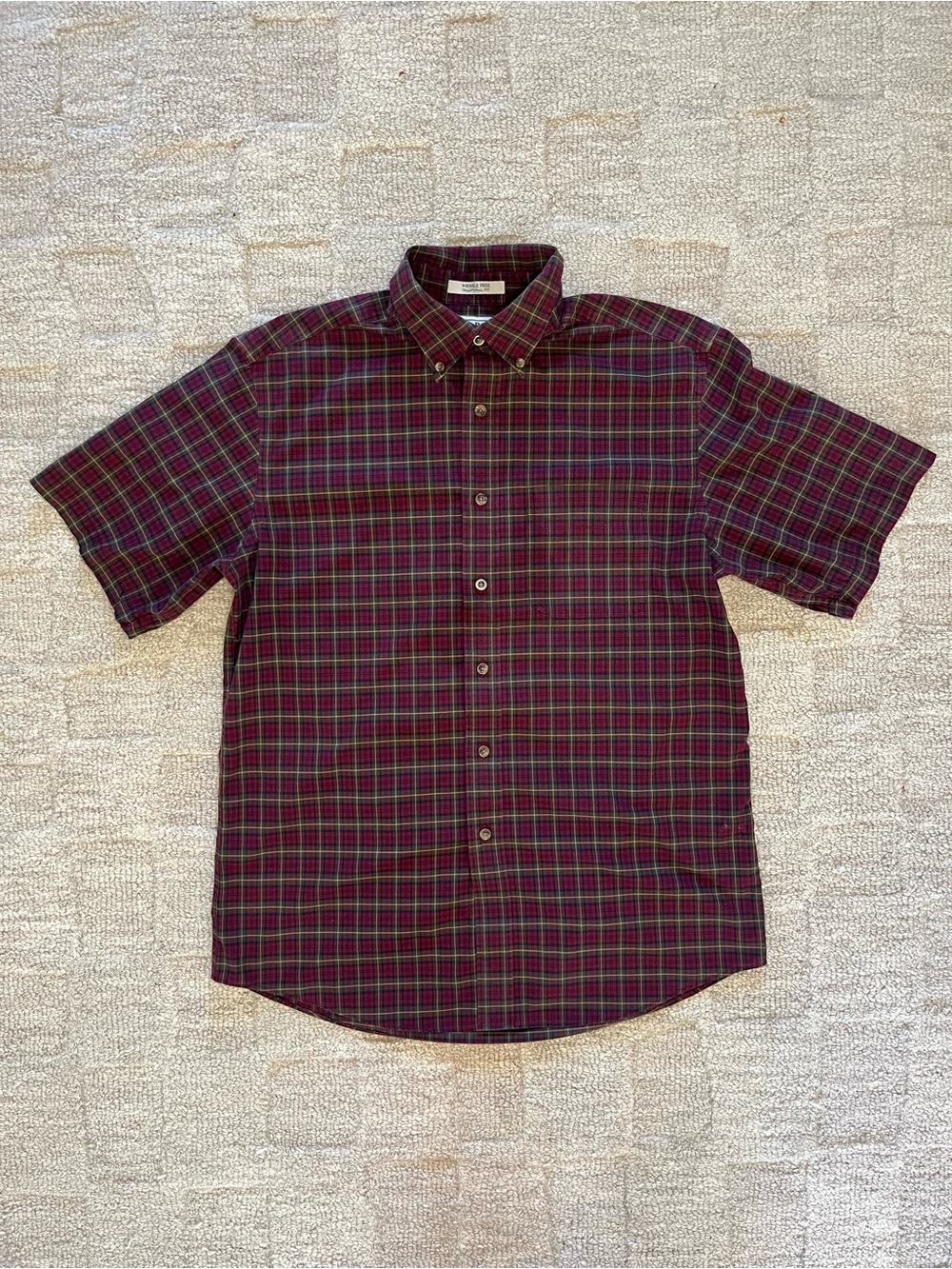 L.L.Bean Wrinkle Free Traditional Fit Plaid Cotton Shirt Size Medium